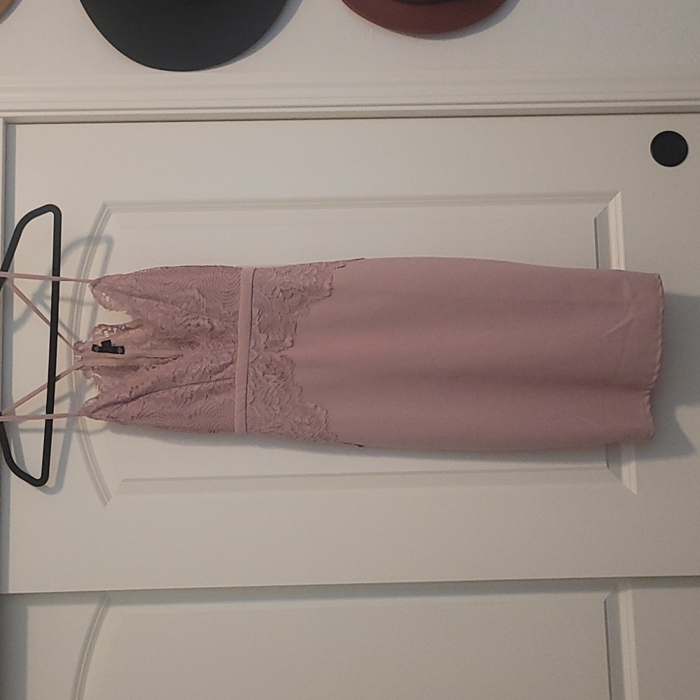Blush pink lace top dress